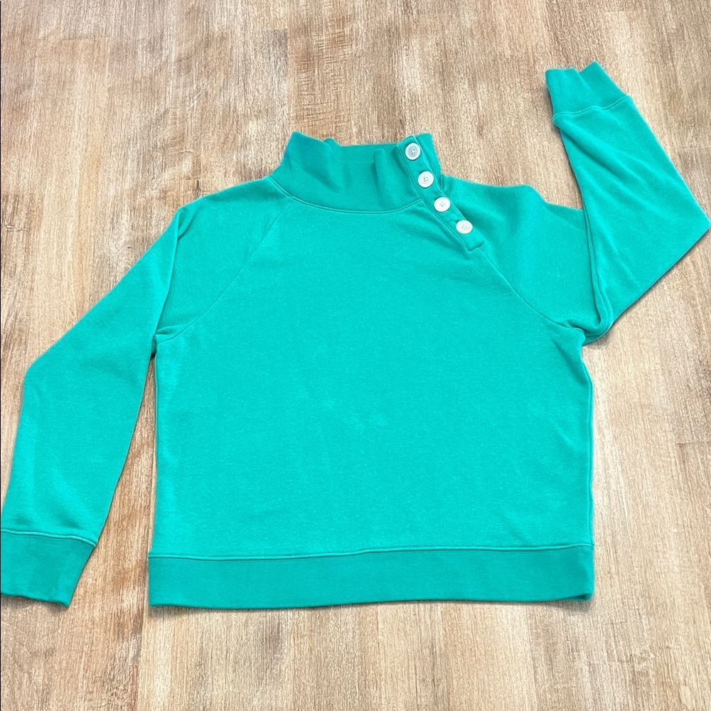 J. Crew Green Fleece-Lined Pullover Women's M